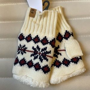 Timberland Fingerless Fleece Lined Gloves Fair Isle Print NWT